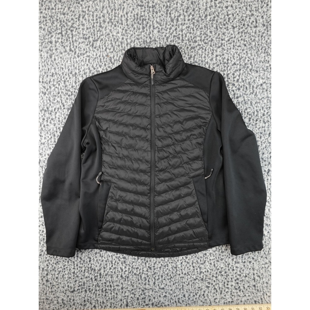 32 Degrees Heat Mixed Media Jacket Women Large Black Quilted Softshell Zip